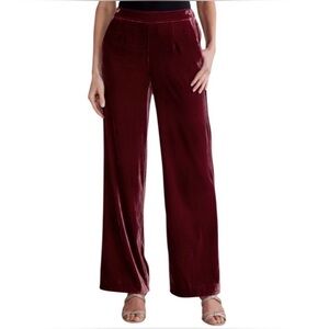 NEW Soft Surroundings Aria Wide Leg Crushed Velvet Pants Size 2X Pullon Burgundy